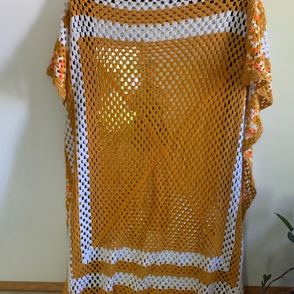 Handmade Candy Corn Crochet Throw Blanket - Picture 4 of 4